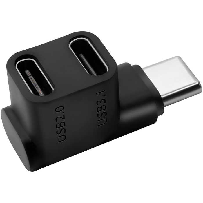 Tobo USB C Splitter Adapter,Type-C to 2 USB 3.1 USB C PD100W Charging Connector,Support Data/VideoTransfer,90 Degree USB C Male to Dual USB-C Female Adapter for Steam,Phone,Laptop TD-1110TC